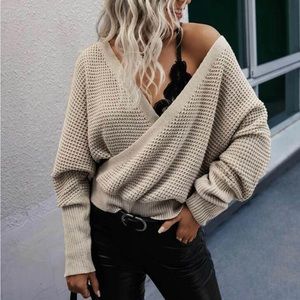 SHEIN Overlap Dolman Sleeve Sweater Size L